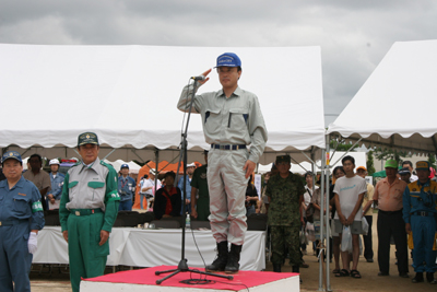 埼玉県・朝霞市総合防災訓練であいさつを行いました