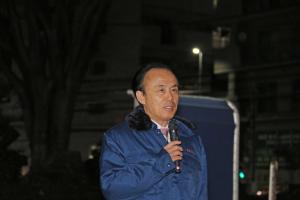 年末特別警戒式にて挨拶をする市長