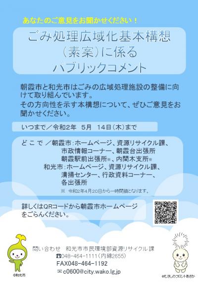 パブリックコメント ごみ処理広域化基本構想 素案 朝霞市