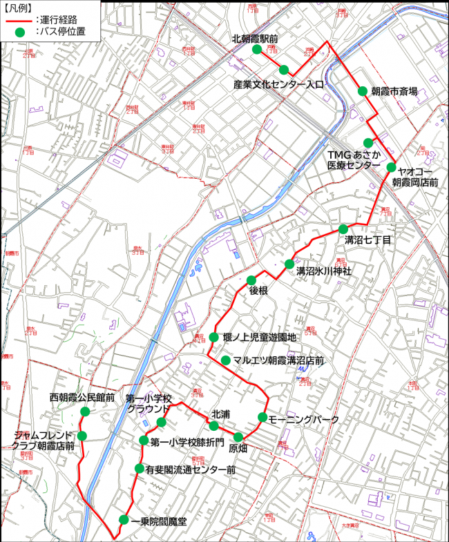 膝折町4丁目地区運行ルート