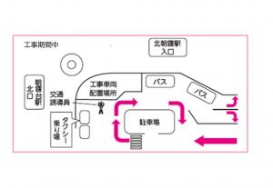 北朝霞駅東口ロータリー（工事期間中）