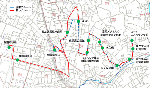 わくわくワゴン(ねぎし号)運行経路