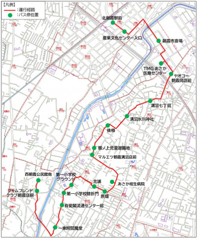 わくわくワゴン(ひざおり号)運行経路