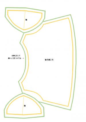 ふんわり型紙（後ろ身ごろ）
