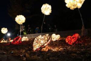 明かりが灯ったハートのオブジェの写真