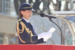 出初め式であいさつをする市長の写真です。