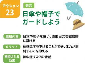 ゼロカーボン39アクションの内のアクション23日傘や帽子でガードしよう!の画像